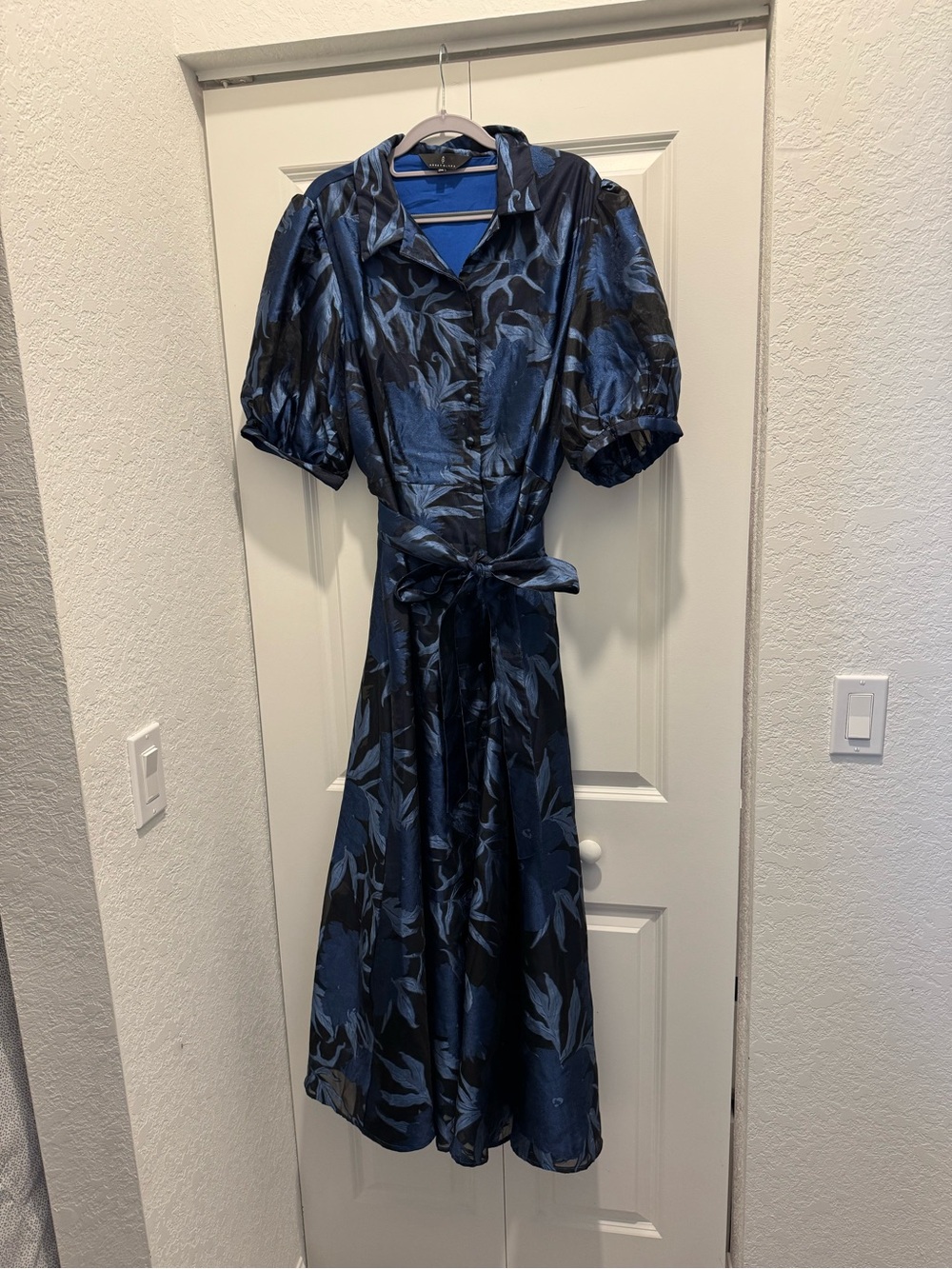 Abbey Glass Charlotte Gown Royal Blue Pansy Vine Organza XXL